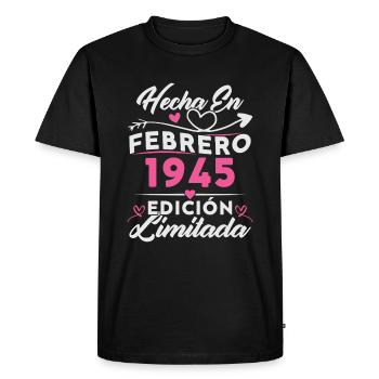 80th Birthday Woman 80 Years Made In 1945 February - Men's Premium Organic T-Shirt - black - Front - Nico (187cm)