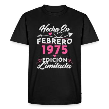 50th Birthday Woman 50 Years Made In 1975 February - Men's Premium Organic T-Shirt - black - Front - Nico (187cm)