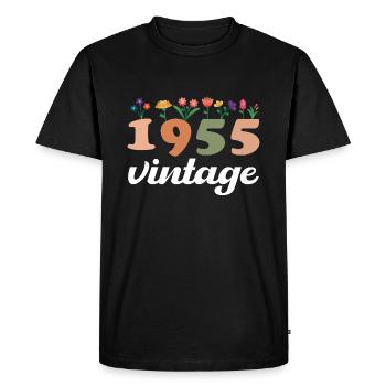 70 Années Vintage 1955 Anniversaire Femmes Fleurs - T-shirt Premium bio Homme - noir - Devant - Nico (187cm)