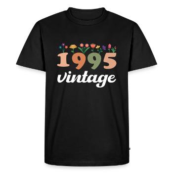 30 ans Vintage 1995 Anniversaire Femmes Fleurs - T-shirt Premium bio Homme - noir - Devant - Nico (187cm)