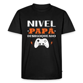 Dad level unlocked Intended Parents - Men's Premium Organic T-Shirt - black - Front - Nico (187cm)