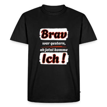 C’était bien hier, maintenant j’arrive ! - T-shirt Premium bio Homme - noir - Devant - Nico (187cm)