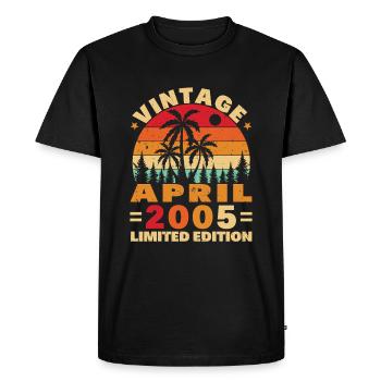 Avril 2005 Vintage Anniversaire 2005 Cadeau - T-shirt Premium bio Homme - noir - Devant - Nico (187cm)