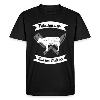 Mia san wer, Mia san Metzger Fleisch Beef Grill - Männer Premium Bio T-Shirt - Schwarz - Vorne - Nico (187cm)