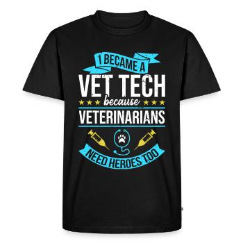 ... Vet Tech Parce que les vétérinaires ont aussi besoin de héros - T-shirt Premium bio Homme - noir - Devant - Nico (187cm)