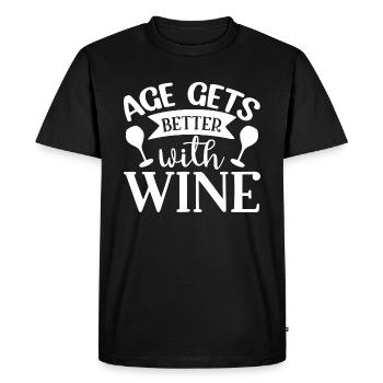 Age Gets Better With Wine - Men's Premium Organic T-Shirt - black - Front - Nico (187cm)