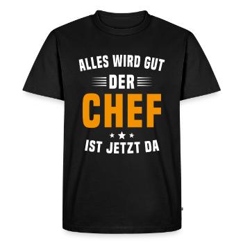 Tout va bien le maître est maintenant là artisanat - T-shirt Premium bio Homme - noir - Devant - Nico (187cm)