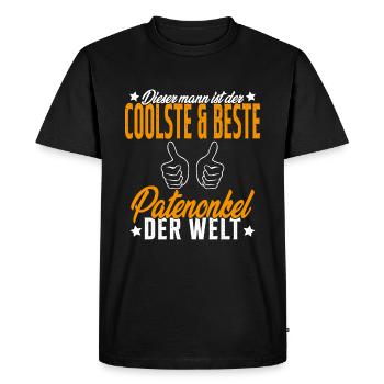 Meilleur Parrain du Monde Humour Cadeau - T-shirt Premium bio Homme - noir - Devant - Nico (187cm)