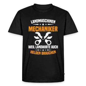 Mécanicien en machines agricoles Tracteur - T-shirt Premium bio Homme - noir - Devant - Nico (187cm)