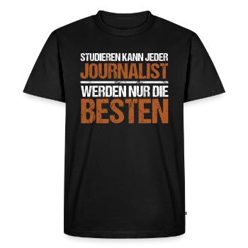 Anyone can study - Journalist Edition - Men's Premium Organic T-Shirt - black - Front - Nico (187cm)