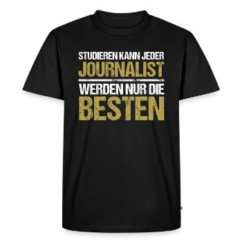 Anyone can study - Journalist Edition - Men's Premium Organic T-Shirt - black - Front - Nico (187cm)
