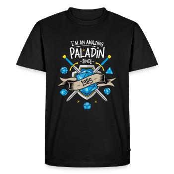 I'm an amazing paladin since 1985 - T-shirt Premium bio Homme - noir - Devant - Nico (187cm)
