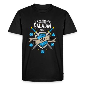I'm an amazing paladin since 1984 - T-shirt Premium bio Homme - noir - Devant - Nico (187cm)