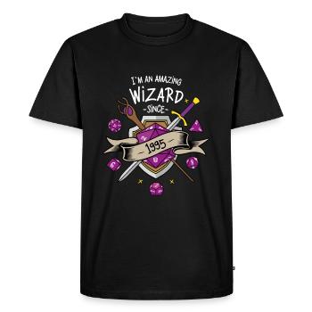 I'm an amazing wizard since 1995 - T-shirt Premium bio Homme - noir - Devant - Nico (187cm)