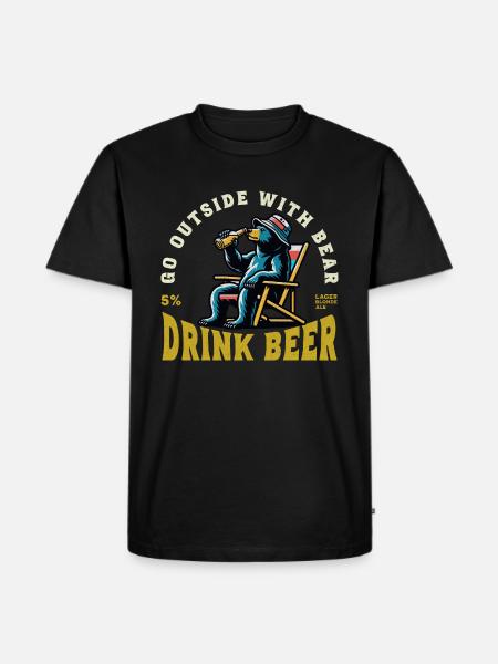 Trinkender Bär - Männer Premium Bio T-Shirt - Schwarz