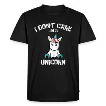 Unicorn Shirt i dont care in a unicorn - Men's Premium Organic T-Shirt - black - Front - Nico (187cm)