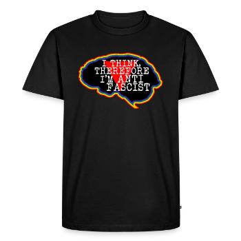 Cerveau. Je pense, donc je suis antifasciste - T-shirt Premium bio Homme - noir - Devant - Nico (187cm)