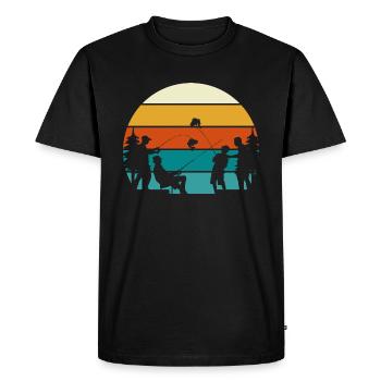 Rétro fishing - T-shirt Premium bio Homme - noir - Devant - Nico (187cm)