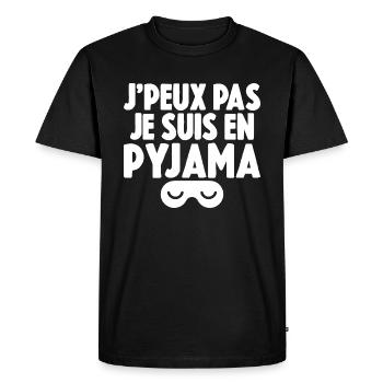 J'peux pas je suis en pyjama - T-shirt Premium bio Homme - noir - Devant - Nico (187cm)