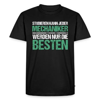 Tout le monde peut étudier - Édition Mécanique - T-shirt Premium bio Homme - noir - Devant - Nico (187cm)