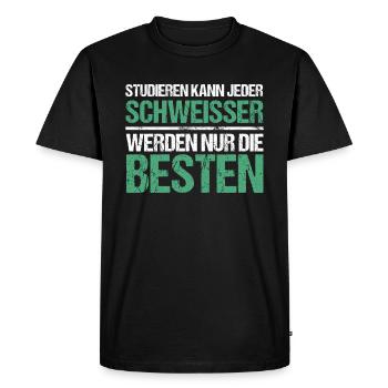 Anyone can study - Welder Edition - Men's Premium Organic T-Shirt - black - Front - Nico (187cm)