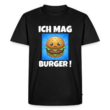 J’aime les burgers, les hamburgers, les cheeseburgers - T-shirt Premium bio Homme - noir - Devant - Nico (187cm)