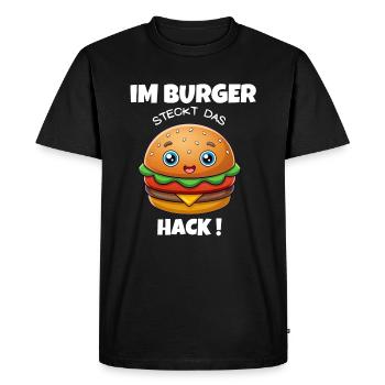 In the burger is the minced hamburger / cheeseburger - Men's Premium Organic T-Shirt - black - Front - Nico (187cm)