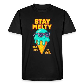 Stay Melty – Trop chaud pour se détendre ! Crème glacée Pixel - T-shirt Premium bio Homme - noir - Devant - Nico (187cm)
