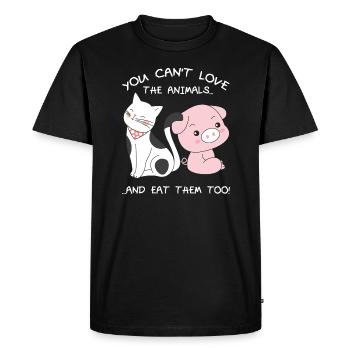 Vous ne pouvez pas aimer les animaux et les manger - T-shirt Premium bio Homme - noir - Devant - Nico (187cm)