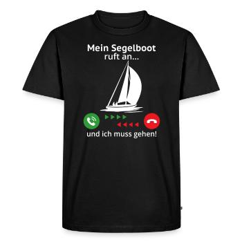mein segelboot ruft an und ich muss gehen t-shirt - Männer Premium Bio T-Shirt - Schwarz - Vorne - Nico (187cm)