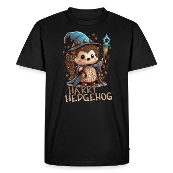 Harry Hedgehog The Wizard - Men's Premium Organic T-Shirt - black - Front - Nico (187cm)