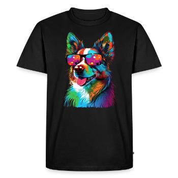 Super Cute Retro Rainbow Anime Corgi Corgeek Art - Men's Premium Organic T-Shirt - black - Front - Nico (187cm)