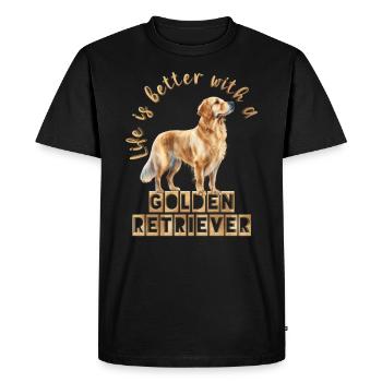 Golden Retriever - Men's Premium Organic T-Shirt - black - Front - Nico (187cm)