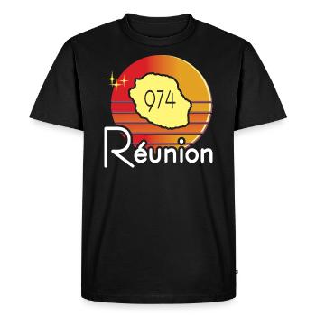 idee cadeau souvenir carte ile de la reunion 974 - T-shirt Premium bio Homme - noir - Devant - Nico (187cm)
