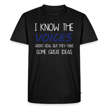 Voices - Men's Premium Organic T-Shirt - black - Front - Nico (187cm)