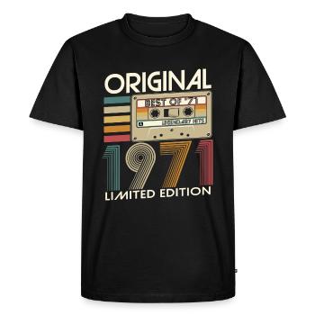 Jahrgang 1971 geboren Kassette 50 Geburtstag Retro - Männer Premium Bio T-Shirt - Schwarz - Vorne - Nico (187cm)
