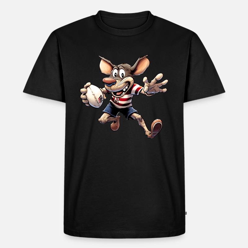 Rugby Mäuse - Männer Premium Bio T-Shirt - Schwarz