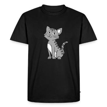 Grey Cat - Men's Premium Organic T-Shirt - black - Front - Nico (187cm)