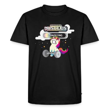Fitness licorne arc-en-ciel - T-shirt Premium bio Homme - noir - Devant - Nico (187cm)