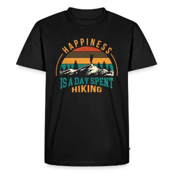 Happiness Is A Day Spent Hiking - Men's Premium Organic T-Shirt - black - Front - Nico (187cm)