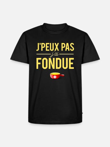 J'Peux Pas J'Ai Fondue Fromage Humour - T-shirt Premium bio Homme - noir