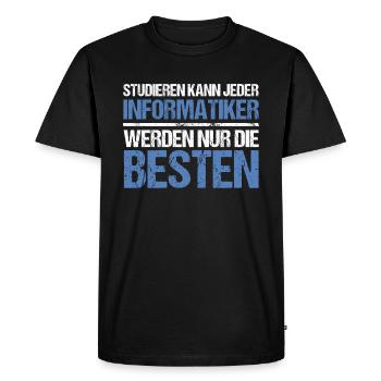 Anyone can study - Informatiker Edition - Men's Premium Organic T-Shirt - black - Front - Nico (187cm)