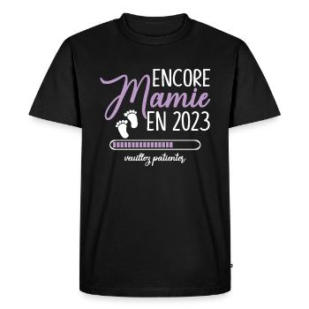 Encore Mamie 2023 Cadeau Future Grand Mère - T-shirt Premium bio Homme - noir - Devant - Nico (187cm)
