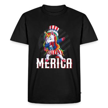 American Unicorn Funny 4th Of July Merica - T-shirt Premium bio Homme - noir - Devant - Nico (187cm)
