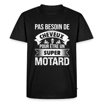 Homme Chauve Motard Idée Cadeau Humour Moto - T-shirt Premium bio Homme - noir - Devant - Nico (187cm)