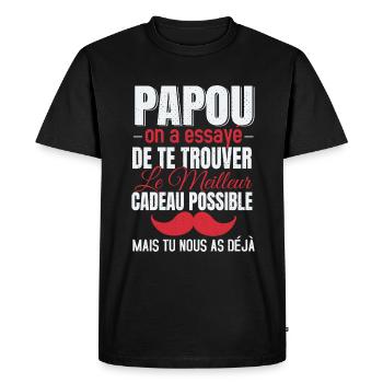 Papou Meilleur Cadeau Fête Des Pères Original Papy - T-shirt Premium bio Homme - noir - Devant - Nico (187cm)