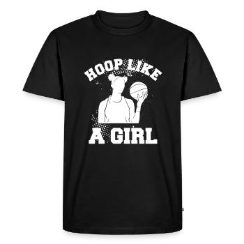 Hoop Like A Girl For A Basketball Player - Men's Premium Organic T-Shirt - black - Front - Nico (187cm)