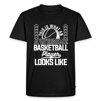 Posez-moi des questions sur le basketball en fait, vous n’avez pas à le faire - T-shirt Premium bio Homme - noir - Devant - Nico (187cm)