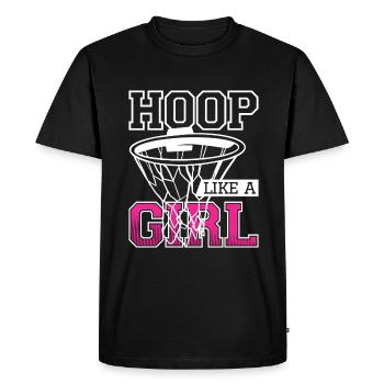 Hoop Like A Girl For A Basketball Player - Men's Premium Organic T-Shirt - black - Front - Nico (187cm)
