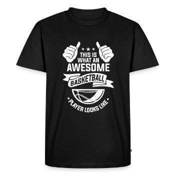 Posez-moi des questions sur le basketball en fait, vous n’avez pas à le faire - T-shirt Premium bio Homme - noir - Devant - Nico (187cm)